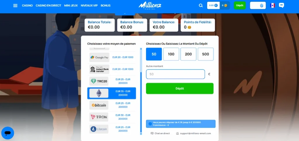 Millionz-dépôt-crypto